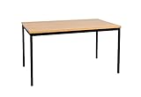 Furni24 Rechteckiger Universaltisch mit laminierter Platte, Metallgestell und verstellbaren Füßen, ideal im Homeoffice als Schreibtisch, Konferenztisch, Computertisch, Esstisch - buche 160x80x75 cm