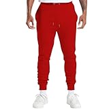 KONG JIMFAN Jogginghose Herren Sporthose Herren Outdoor Hosen Für Herren Sporthose Extra Lang Herren Hose Sporthose Herren Sporthose Herren Lang Trainingshose Herren Laufhose Herren(Rot,L)