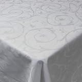 Damast Tischdecke 100% Baumwolle Gastro Edition Barock Eckig Weiß 130 x 220 cm Größe wählbar