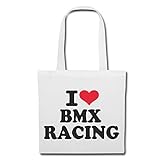 Tasche Umhängetasche I Love BMX Racing - Fahrrad - CROSSRAD - BMX Helm - BMX Meisterschaft Einkaufstasche Schulbeutel Turnbeutel in Weiß