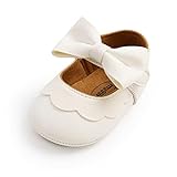 MASOCIO Baby Schuhe Mädchen Babyschuhe Taufschuhe Lauflernschuhe Ballerinas Kleinkind Shoes Größe 20 12-18 Monate Weiß