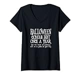 Damen Lustiges Halloween-Büro-Zitat für den Arbeitsplatz, Büro, Kleidung T-Shirt mit V-Ausschnitt