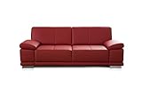 CAVADORE 3,5-Sitzer Ledersofa Corianne / Großes Echtleder-Sofa im modernen Design / Mit verstellbaren Armlehnen / 248 x 80 x 99 / Echtleder rot