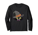Halloween - Dracula Katzen Gesicht, mit Hut und Spinne Langarmshirt