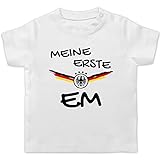 Fussball EM 2021 Fanartikel Baby - Meine erste EM Deutschland - 1/3 Monate - Weiß - em Trikot Baby - BZ02 - Baby T-Shirt Kurzarm