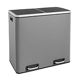 SVITA TM2X24 Treteimer 48 Liter Grau Abfalleimer Mülleimer Design Mülltrennung Papierkorb Küchen-Ordnung Trennsystem