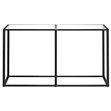 [Moderner Konsolentisch aus Glas, transparent, 145 x 75,5 cm – schlanker Tisch aus gehärtetem Glas für minimalistisches Dekor – zeitgenössische Glasmöbel]-Transparent (140 x 35 x 75,5 cm)