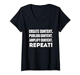Digitale Marketingstrategie | Inhalte erstellen Inhalte veröffentlichen T-Shirt mit V-Ausschnitt