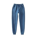 KEHAIOO Winterhose für Damen, aus Wolle, Cargohose, Stretch-Taille, lockere Hose, Jogginghose, Cowboy blau, S