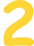Kleckerliese Alphabet Zahlen Ziffern 14cm selbstklebende Aufkleber Wandtattoo Wanddekoration Kinderzimmer STICKER 2 - Höhe 14cm, Farbe Gelb
