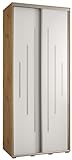 MEBLE KRYSPOL Davos 12 120 Schrank mit Zwei Schiebetüren für Schlafzimmer - Moderner Aufbewahrungsschrank mit Spiegel, Kleiderstange und Regalen - 235,2x120x60 cm - Artisan Weiß Silber