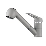 Wasserhahn Küche Ausziehbar, Auralum Küchenarmatur mit Brause Ausziehbar, Mischbatterie Küche mit 2 Strahlarten, 360° Schwenkbar Armatur Küche, Hochdruck Spültischarmatur Küche, Granit G