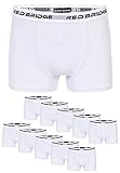 Redbridge Boxershorts Herren 10er-Pack Einfarbig Unifarben Slim Baumwolle Stretch Unterwäsche Basic Weiß L