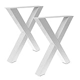 2 x Tischgestell in X Form weiß Pulverbeschichtet