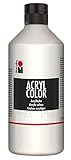Marabu 12010075070 - Acryl Color weiß 500 ml, cremige Acrylfarbe auf Wasserbasis, schnell trocknend, lichtecht, wasserfest, zum Auftragen mit Pinsel und Schwamm auf Leinwand, Papier und Holz