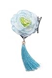 Damen Haarclip im siatische Stil Haarspange mit Blume Haarklemme Schnabel Spange haarschonend hellblau