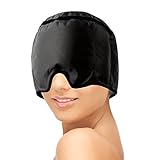 Migräne Maske gegen Kopfschmerzen - Kühlmaske für das Gesicht - Kopfschmerzmütze für Männer & Frauen - Kühlende Augenmaske - Kühlmütze - unisex - schwarz