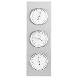 GardenMate® Wetterstation analog BOB Edelstahlrahmen 30x10cm Barometer Thermometer Hyg
