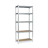Grafner Schwerlastregal mit 5 Böden aus MDF, maximale Belastung 375 kg, abgerundete Ecken, 75x30x172 cm, Steckregal, Lagerregal Kellerreg