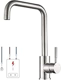 Lonheo Niederdruck Wasserhahn Küche Armatur, Niederdruck Küchenarmatur Edelstahl Mischbatterie Küche Spültischarmatur mit 3 Anschlüssen für Boiler oder Untertischg