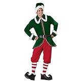GuliriFe Damen Herren Christmas Santa Elf Kostüm für Weihnachtsfeier Green Elf Kostüm Zubehör Set (Grüner Mann, 3XLa)