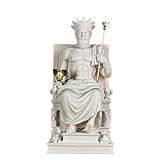 Zeus Jupiter Auf Thron Griechischer Gott des Himmels Olympus Alabaster Statue Handgefertigt 25.4 cm