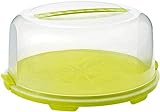 Rotho Fresh hohe Tortenglocke mit Haube und Tragegriff, Kunststoff (PP) BPA-frei, grün/transparent, (35,5 x 34,5 x 16,5 cm)