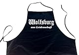 ShirtShop-Saar Wolfsburg aus Leidenschaft; Städte Schürze (Latzschürze - Grillen, Kochen, Berufsbekleidung, Kochschürze), schwarz