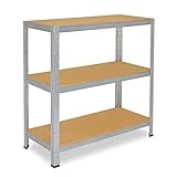 shelfplaza® 90x100x40cm Home Schwerlastregal verzinkt/Metallregal mit 3 Böden/Kellerregal Metall, Garagenregal, Werkstattregal oder Regal Lagerregal/Steckregal Metall mit 175kg Tragk