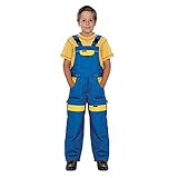 Kinder Arbeitshose Latzhose 100% Baumwolle Berufsbekleidung Kinder Anzug Overalls , Blau / Gelb - 116 EU