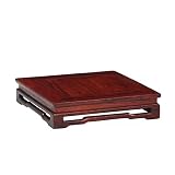 Töpferwarenständer aus Holz, 3,6 cm hoch, rotes Sourwood Podest für Vasen, Teekannen, Fischschalen – quadratischer orientalischer Bastelsockel, 10 x 3,5