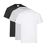 Fruit of the Loom Herren T-Shirt, einfarbig, schwere Baumwollqualität Gr. M, weiß/grau/schw