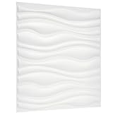 3D Wandpaneele mit Klebstoff inklusive - 16 Blätter für 4 qm | Wand Panel Design in Weiß Farbe - 3D Paneele Größe 50cm x 50cm - Ideal als Wandpaneele 3D für Innenräume