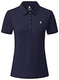 YSENTO Damen Golf Poloshirt Kurzarm Polohemd Schnelltrocknend Atmungsaktiv Sport Tennis Lady-Fit T-Shirts(Marine,XL)