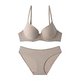 ALDOLA Push up BH Set hellgelb BH mit bügel Komfort-BH Push Up Damen Bügel BH Set Spitze BH und Slip Bra Panty Lingerie Unterwäsche mit Hakenverschluss und Verstellbare Träger(Größe:85D)