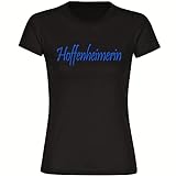 VIMAVERTRIEB® Damen T-Shirt Hoffenheim - Hoffenheimerin - Druck:blau - Shirt Frauen Fußball Fanshop Fanartikel - Größe:M schwarz