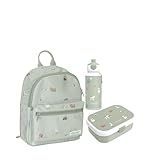 Little Dutch LF-RU-BD-PU Set Kinderrucksack & Brotdose Campus & Trinkflasche Pop-up - Little F