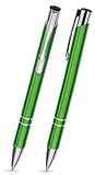 100 Stk. Metall Kugelschreiber mit einseitiger Gravur (Lasergravur) / COSMO hellgrün (glänzend).