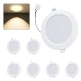 WeshLMPO LED Einbaustrahler 230V Flach 6er Set, 4W Deckenstrahler LED Spots, IP44 Deckenspots Led Einbauleuchten 350 Lumen Warmweiß 3000K, für Schlafzimmer Badezimmer Wohnzimmer Kü