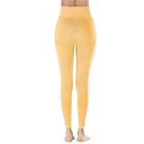 Dawwoti Yoga-Strumpfhose für Frauen In Voller Länge Yoga Strumpfhosen Naked Gefühl Aktiv Hosen (DE/NL/SE/PL, Alphanumerisch, S, Regular, Regular, Gelb)