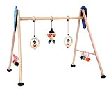 Hess Holzspielzeug 20027 - Spielgerät aus Holz, Serie Joe, für Babys, handgefertigter Spiel-Bogen mit farbenfrohen Figuren und Rasseln, ca. 62 x 57 x 54,5 cm groß