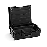 Werkzeugbox leer Kunststoff | L BOX 136 (schwarz) inkl. Laptop Einsatz & Dokumentenkarte | Werkzeugkiste leer groß | Laptoptasche Alternative