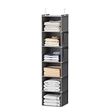 YOUDENOVA Hängeregal Schrankorganizer Stabiler 6 Fächern Kleiderschrank Organizer Ordnungssystem Hängeaufbewahrung mit MDF-Platten und Bambus-Stock verstärkt G