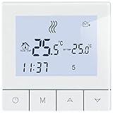 Beok Fussbodenheizung Thermostat Für Elektrische Fußbodenheizung Thermostat Heizung Digital Programmierbar Raumthermostat Fussbodenheizung Steuerung mit Fühler 16A TDS75-EP Weiß Non-WiF