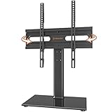 Universal Drehenbar TV-Ständer - Tisch-TV-Ständer für 27-55 Zoll LCD-LED-TV - höhenverstellbarer TV-Ständer mit gehärtetem Glasfuß und Drahtführung, VESA 400x400mm HT06B-002