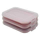 3er Set Aufschnitt-Dosen mit integrierter Servierplatte, Frischhaltedose, Aufbewahrungsbox, Lebensmittelbehälter, Aufschnitt-Box, stapelbar, BPA-frei, Küchenbedarf, Kunststoff rosa