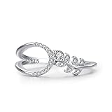 Mesnt Ring Silber 925 Ring Damen Silber 925, Blätter mit Cubic Zirkonia Damen Ringe 925 Silber Größe 60 (19.1)
