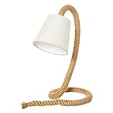 HOMCOM Tischlampe mit Hanfseilbasis und Lampenschirm aus Leinenoptik, E14 Lampensockel, Hanf, Polyester, Metall, 29,5 x 21 x 43,5 cm