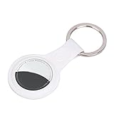 Silicone Case Compatible with Airtags Protective Cover with Keychain Hook (White)