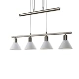 Lindby Hängelampe 4 flammig, höhenverstellbar Esstisch Pendelleuchte Glas Metall Hängeleuchte für Esszimmer Wohnzimmer Balkenpendelleuchte G